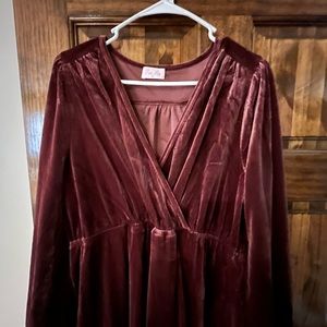 Pink Lily Velvet Maxi Dress in Burgundy
